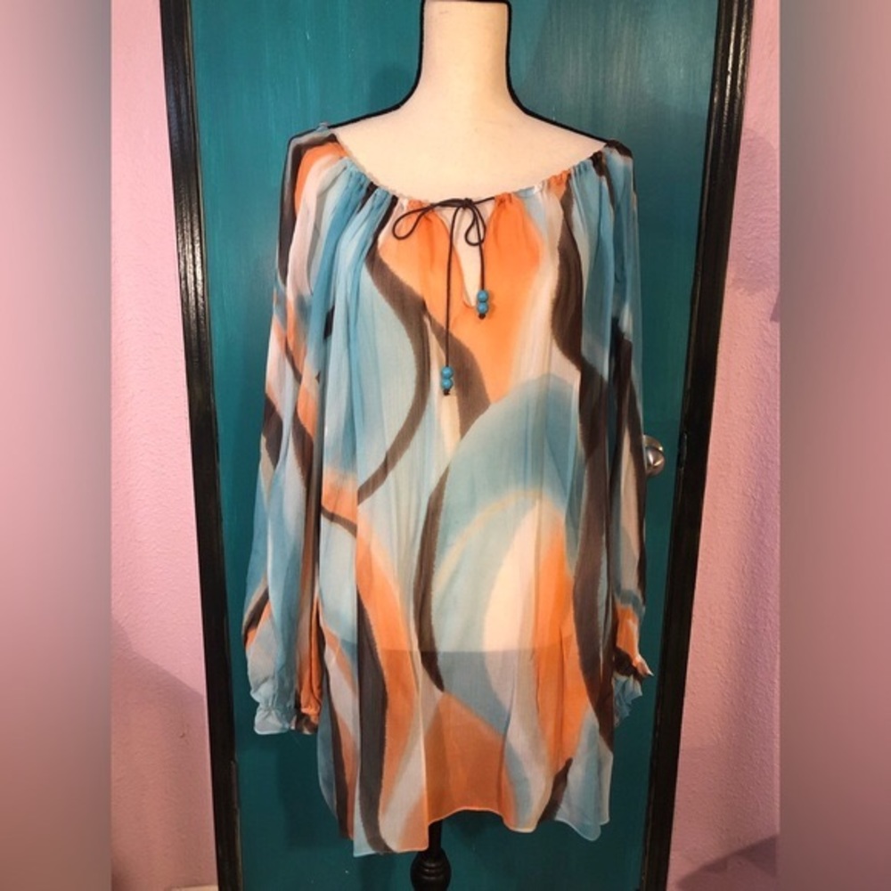 Anne Klein Bohemian Earth Tone Beach Cover Size 3X